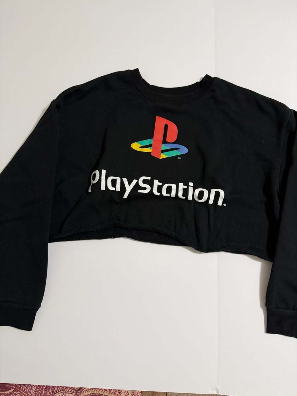 PlayStation Crewneck Sweatshirt Size L Black Cropped Logo